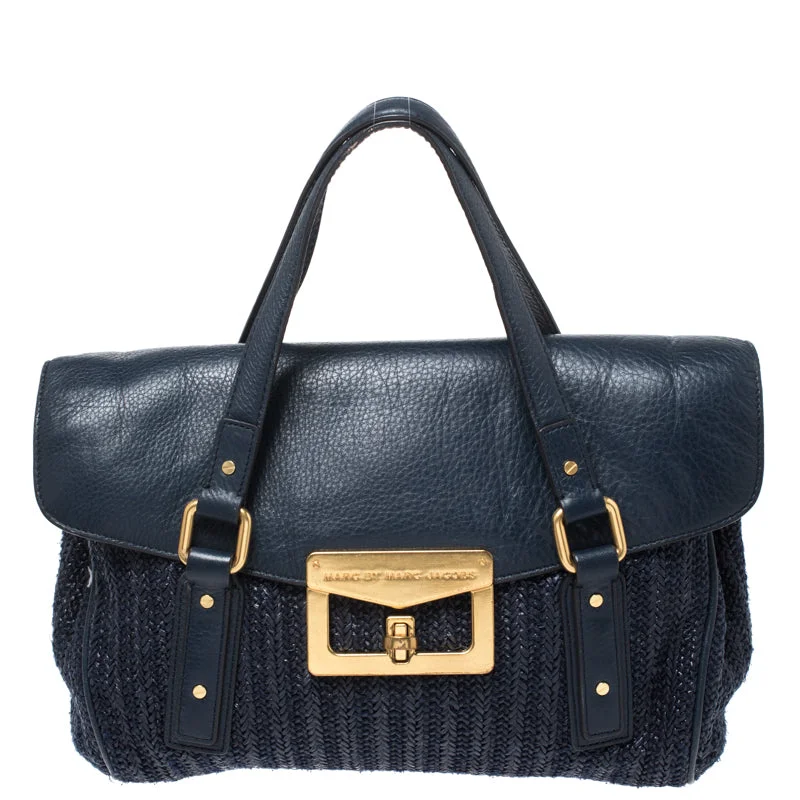 Satchel with a tassel or fringe detail for a bohemian feelMarc By Marc Jacobs Straw And Leather Flap Satchel