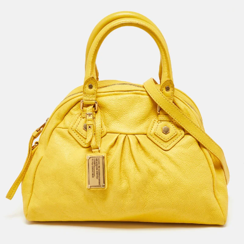 Satchel with multiple compartments and dividers for organizationMarc By Marc Jacobs Yellow Leather Classic Q Baby Aidan Satchel