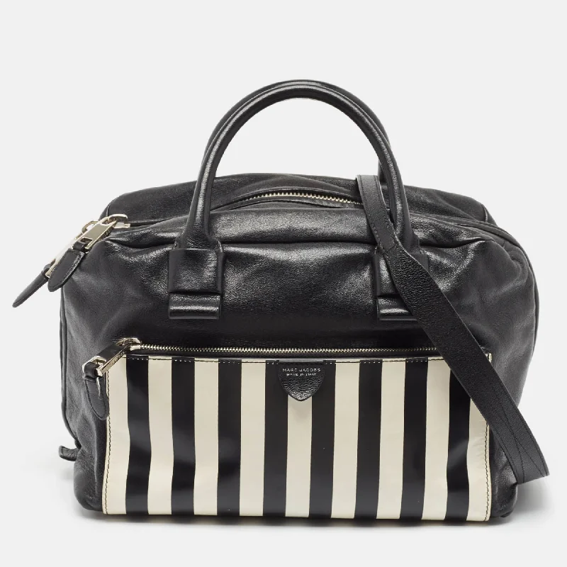 Studded satchel with a punk-rock edgeMarc Jacobs Black/white Leather Small Striped Prince Antonia Satchel..