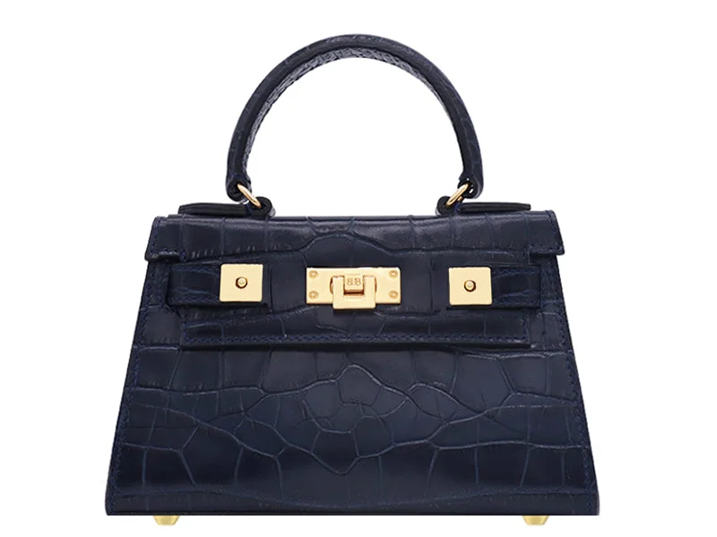 Embroidered silk shoulder bag with intricate gold threadwork for a luxurious lookMaya Mignon Orinoco - Navy