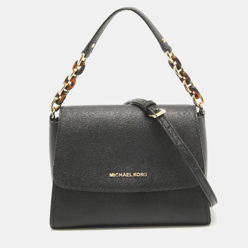 Embroidered satchel with intricate beadwork for a unique touchMichael Kors Black Saffiano Leather Sofia Top Handle Bag