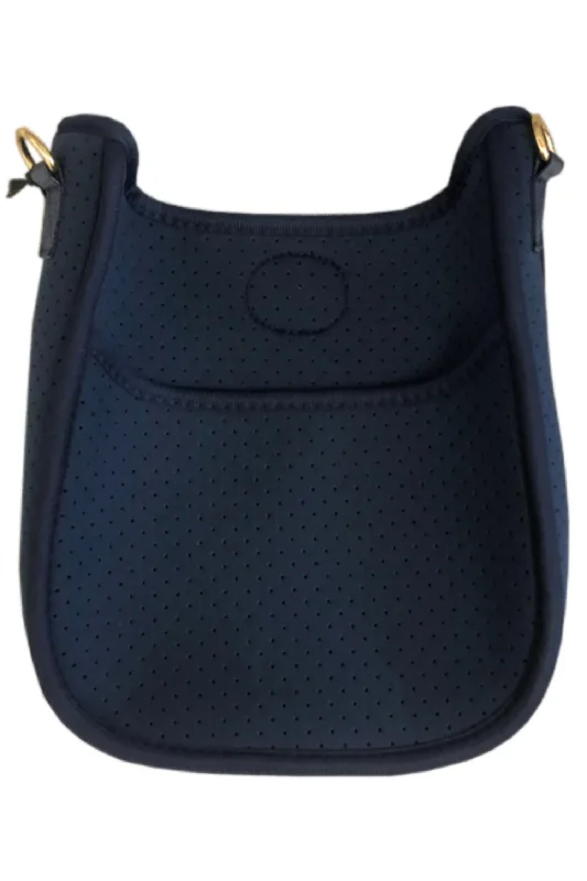 Leather evening bag with a gold - plated chain strap for a sophisticated lookMini Perforated Neoprene Messenger Bag In Navy