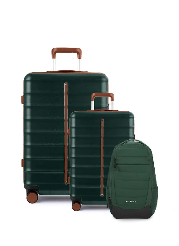 Silk - lined handle bag with a smooth interior to protect belongingsOdyssey Set of 2 & Float Backpack Combo | Forest Green | Cabin+Large Hard Luggage & Backpack