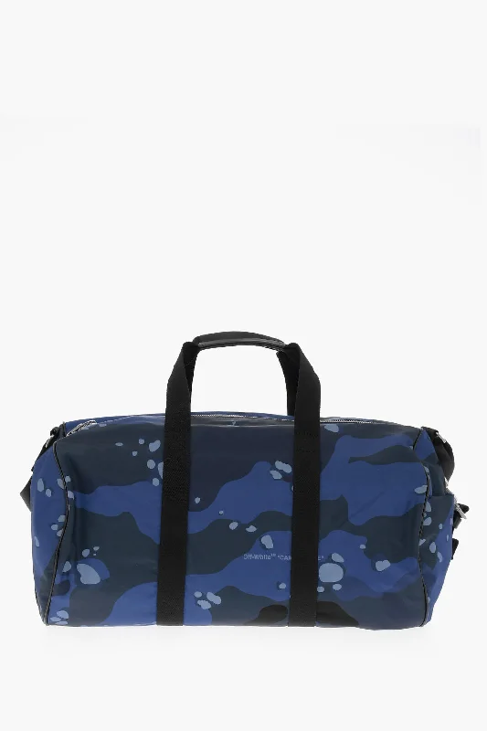 Plus-size satchel with a spacious interior for carrying all essentialsOff-White Camouflage Motif Travel Duffle Bag