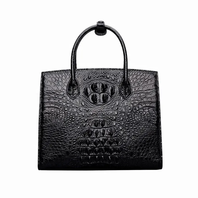 Women's large capacity cotton duffel bags for travelOffice lady premium handbag custom leather handbag with crocodile skin in good quality