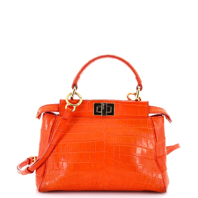 Women's leather satchel with a hand-stitched edge for a premium lookPeekaboo Bag Crocodile Mini