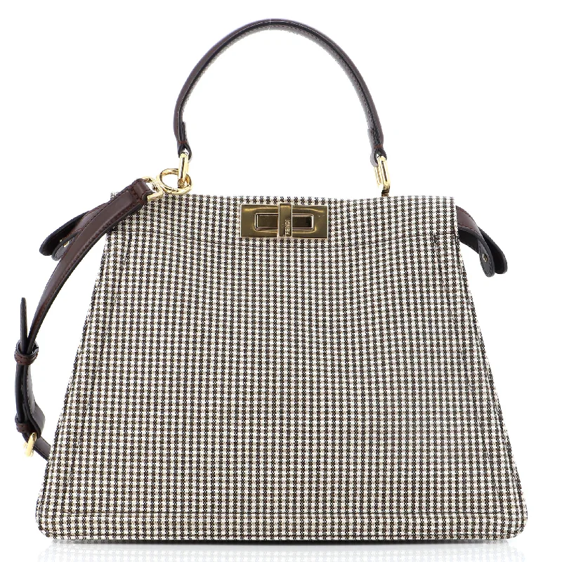 Faux fur satchel with a fluffy exterior for a winter fashion statementPeekaboo ISeeU Bag Houndstooth Wool Medium