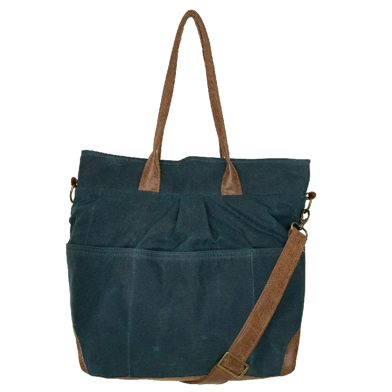 Vegan leather crossbody bag for eco - conscious consumersPhoebe Premier: Deep Teal Waxed Canvas