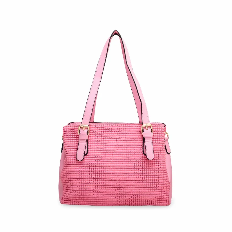 Studded leather shoulder bag with a punk - rock aestheticPink Formal Shoulder Bag P55572