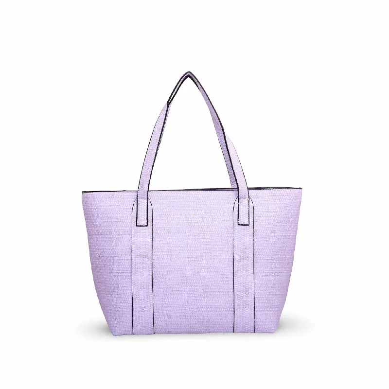 Vintage - style canvas shoulder bag with a brass clasp and frayed edgesPurple Casual Shoulder Bag P55591