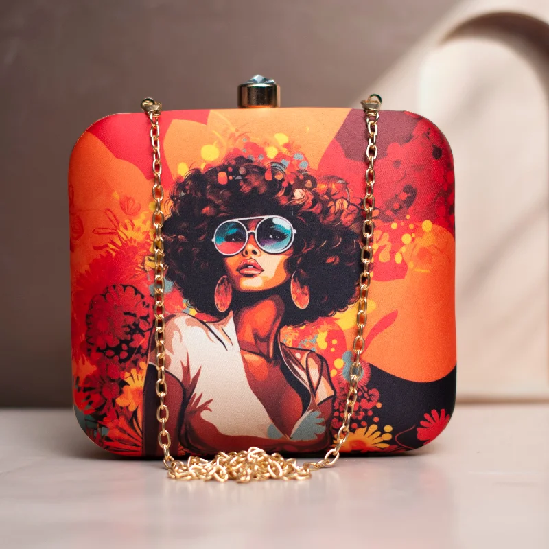 Clutch with a removable strap to be used as a hand - held or cross - bodyArtklim Afro Women Printed Clutch