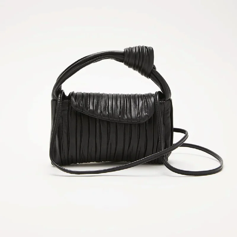 Plus - size handle bag with a spacious interior to carry all daily essentialsSoftissima Small Pleated Leather Bag - Black