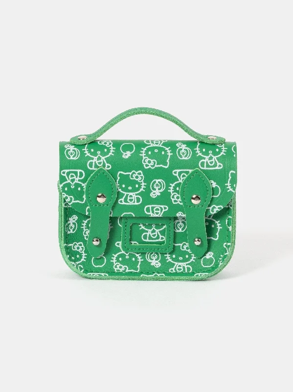 Vintage-inspired satchel with a brass buckle and leather tasselsThe Hello Kitty Micro Satchel - Apple Green