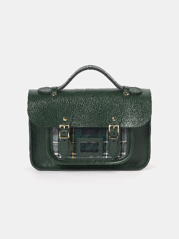 Metallic handle bag with a shimmery finish for glamorous evening eventsThe Mini -  Racing Green Celtic Grain & Campbell Tartan