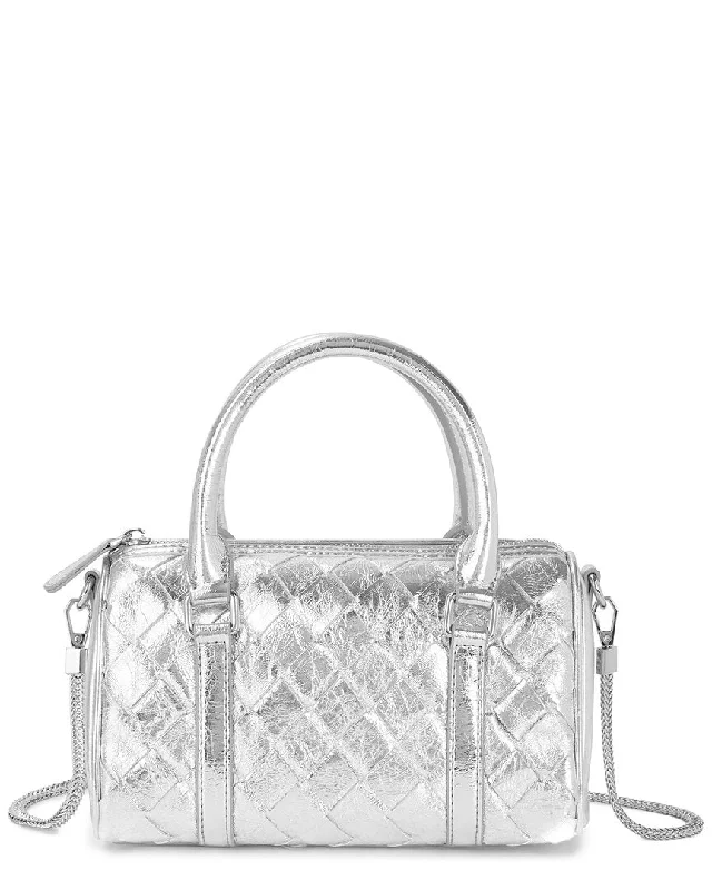 Studded satchel with a punk-rock edgeTiffany & Fred Paris Hand-Woven Leather Bowling Bag