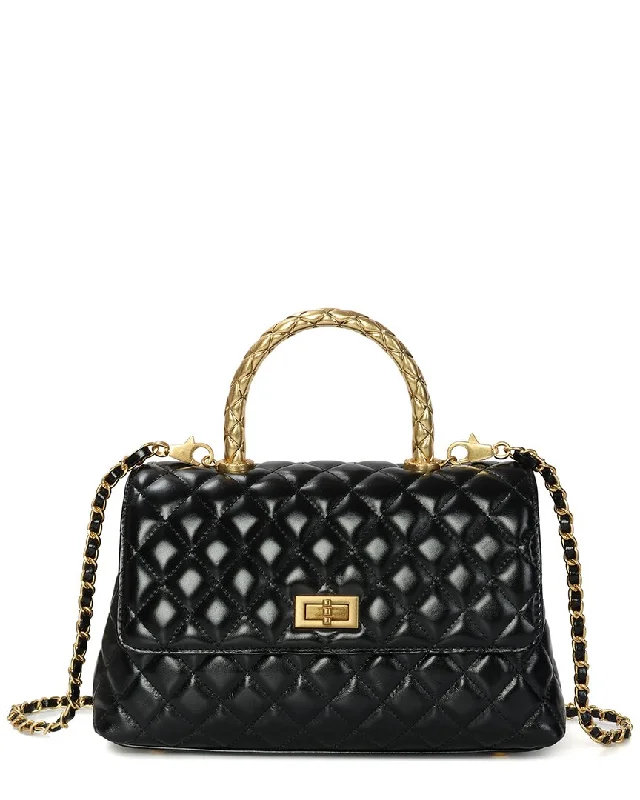 Leatherette satchel with a quilted pattern for a sophisticated styleTiffany & Fred Paris Quilted Leather Satchel