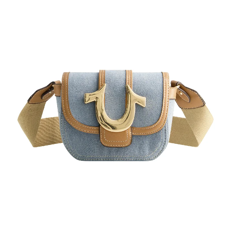 Color - blocked crossbody bag with bold hues for a fashion statementTrue Religion Mini Flap Denim Crossbody