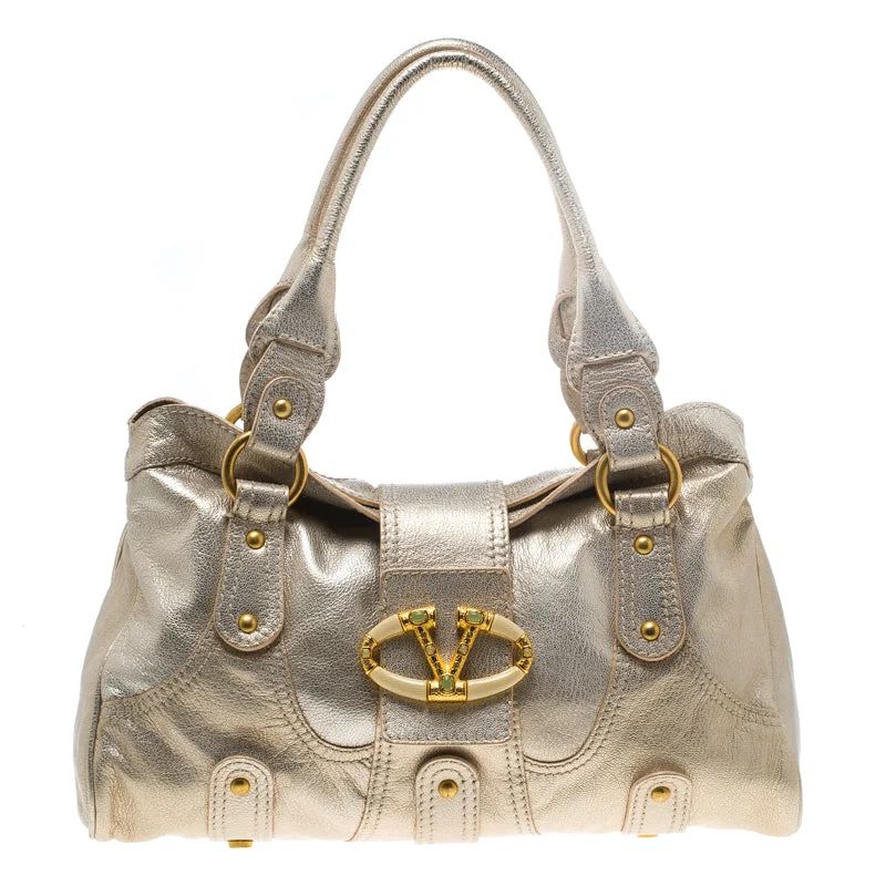 Vegan leather satchel for eco-conscious consumersValentino  Leather Crystal Catch Satchel