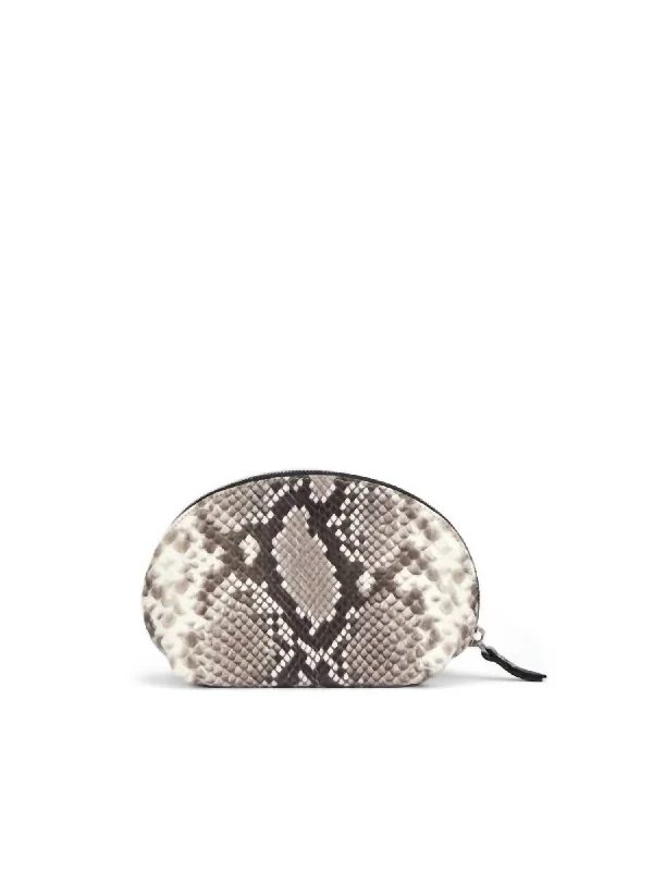 Geometric - shaped evening bag for a contemporary aestheticWomen's Snakeskin-Print Clutch Bag In Fog