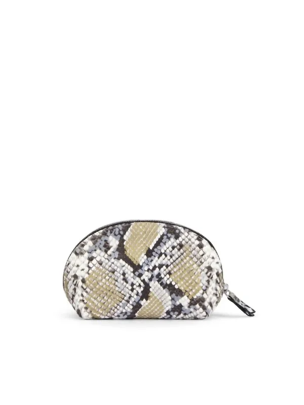 Women's satin clutch with a beaded flower accent for a glamorous eveningWomen's Snakeskin-Print Clutch Bag In Oslo