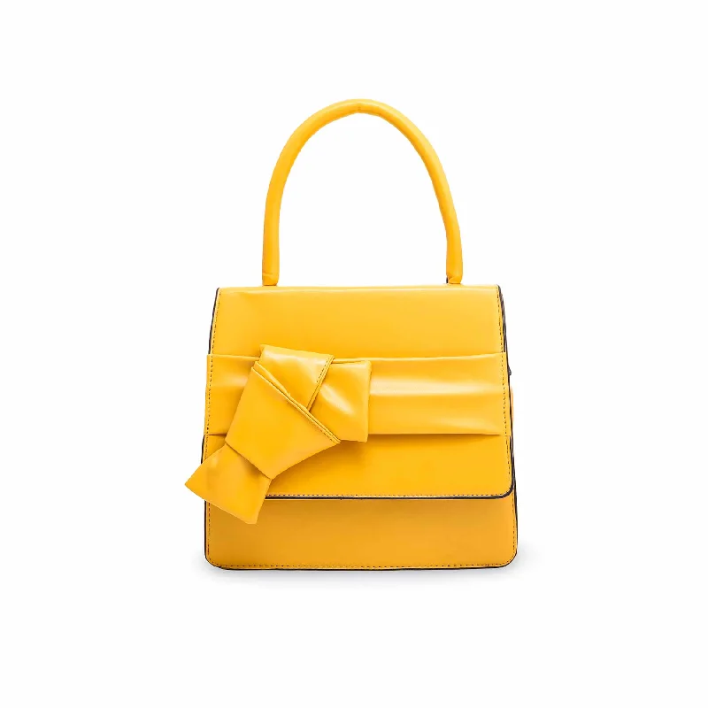 Vegan leather shoulder bag made from recycled materials for eco - friendlinessYellow Shoulder Bag P55545