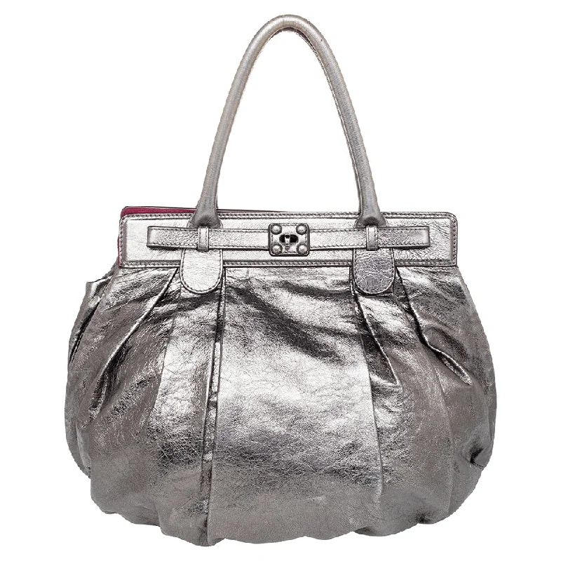 Convertible satchel that can be worn as a crossbody or shoulder bagZagliani  Pewter Satchel