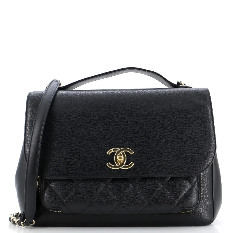 Embroidered satchel with intricate beadwork for a unique touchBusiness Affinity Flap Bag Quilted Caviar Large