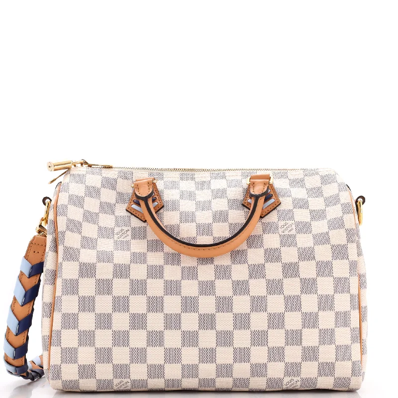 Satchel with multiple compartments and dividers for organizationSpeedy Bandouliere Bag Damier with Braided Detail 30